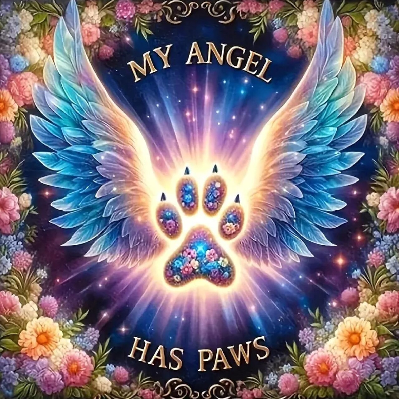 5D Angel Wings Diamond Painting Kits for Adults (Angel Paws) 12 x 12 x 0.01 inches